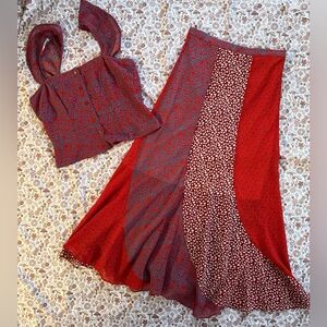 Chelsea & Violet Red and Blue Patterned Skirt Set